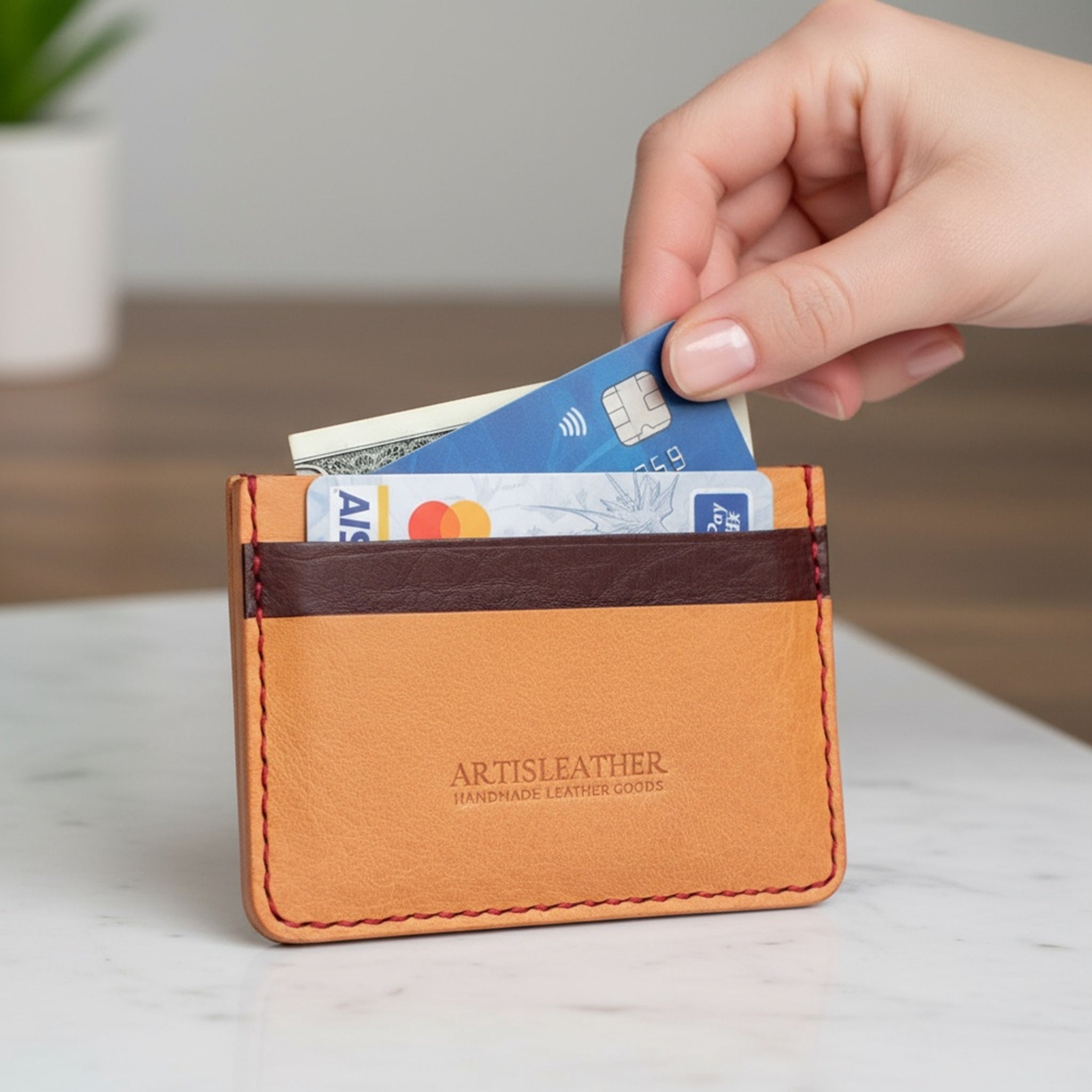 handmade italian leather card holder minimalist wallet artisleather