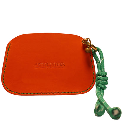 Handmade Leather Card Holder Wallet with Lanyard | Contrast Stitch Card Sleeve | ARTISLEATHER