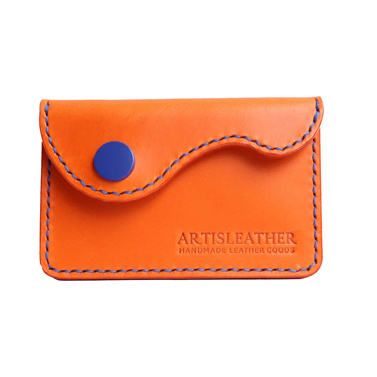 Handcrafted Italian BUTTERO Leather Credit Card Wallet - Artisan Green & Yellow Contrast Stitch