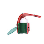 Handmade Italian Buttero Leather Case for AirPods Pro 3 - Red & Green Mini Satchel Design with Dual Straps