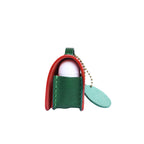 Handmade Italian Buttero Leather Case for AirPods Pro 3 - Red & Green Mini Satchel Design with Dual Straps