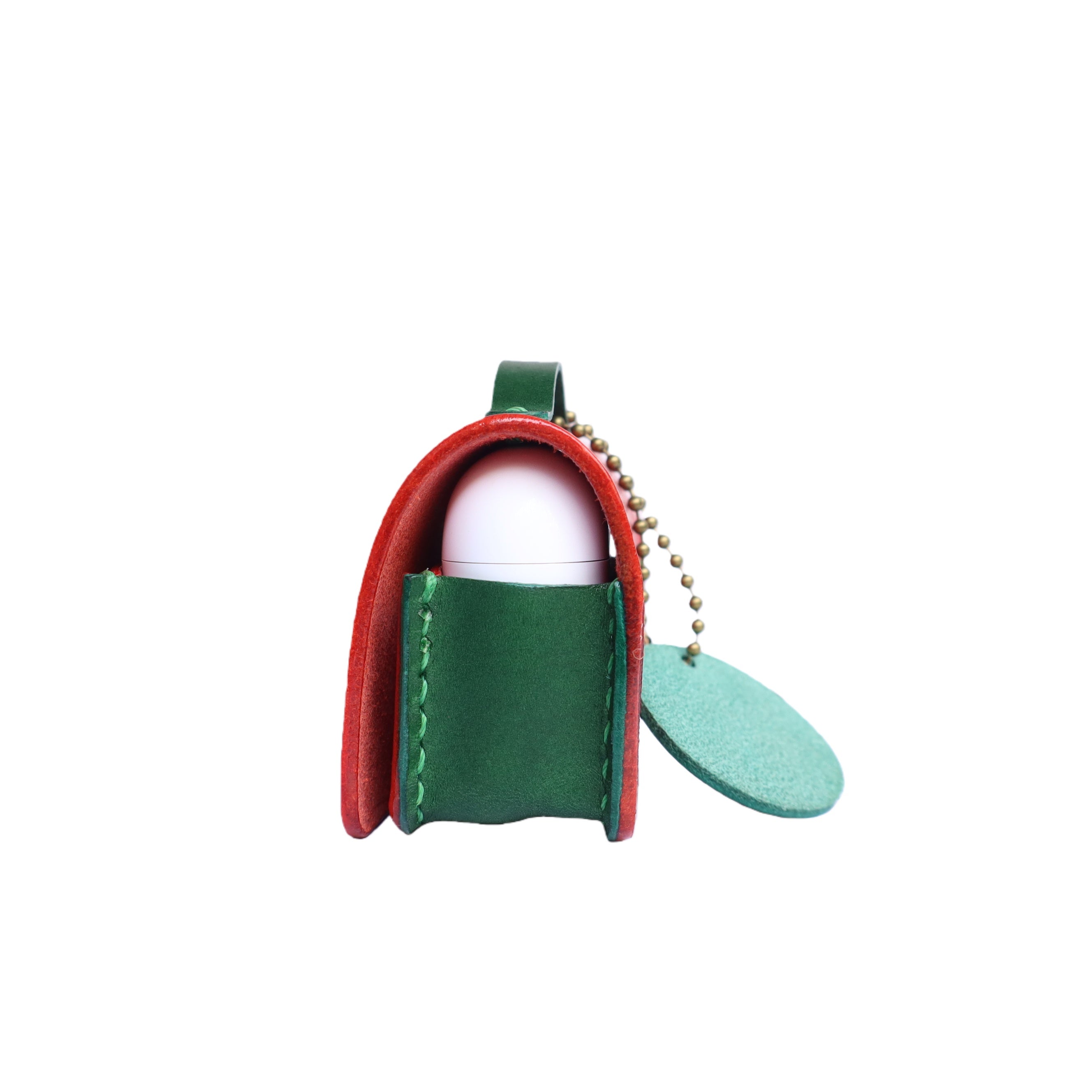 Handmade Italian Buttero Leather Case for AirPods Pro 3 - Red & Green Mini Satchel Design with Dual Straps