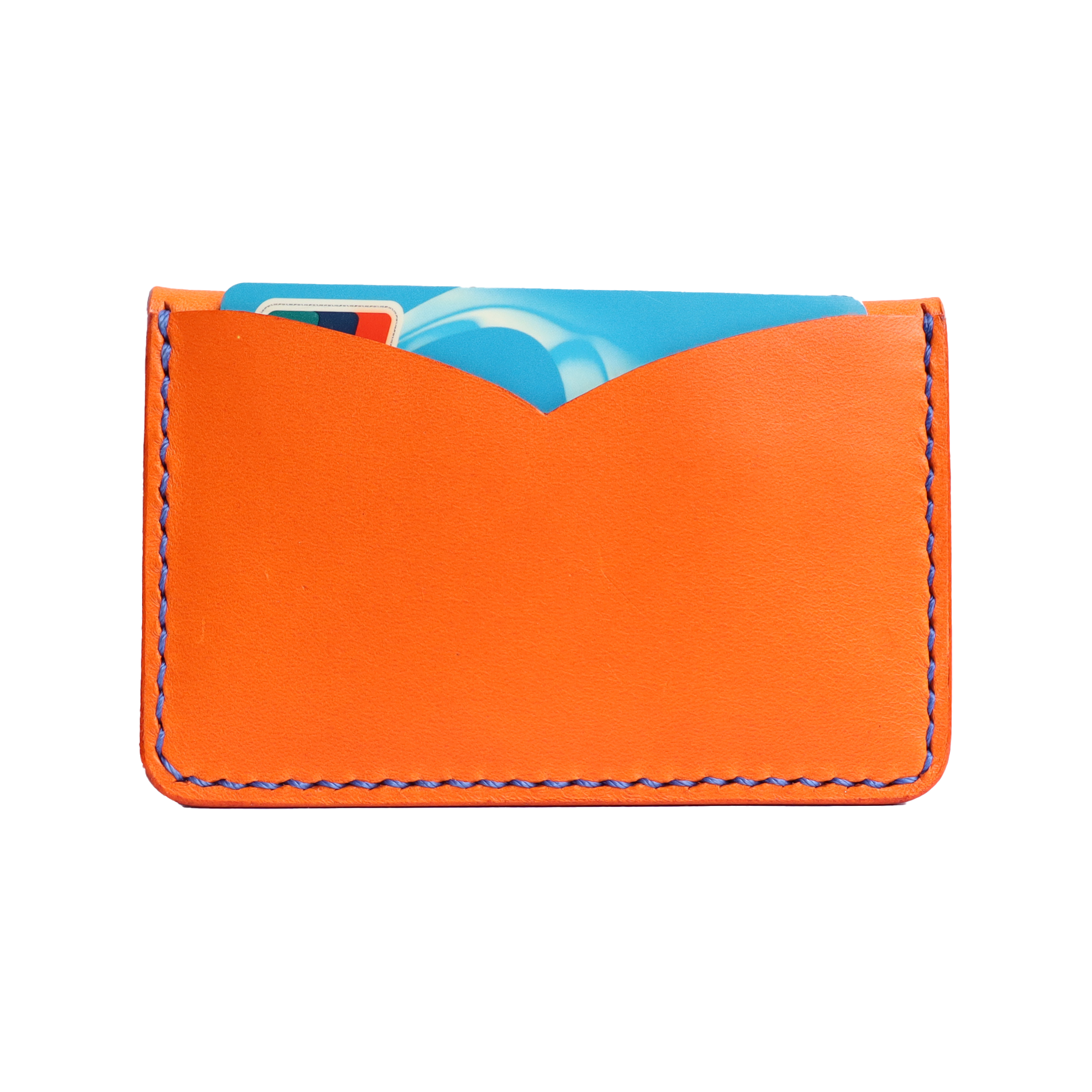 orange italian buttero leather handmade credit card wallet