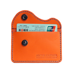 orange italian buttero leather handmade credit card wallet