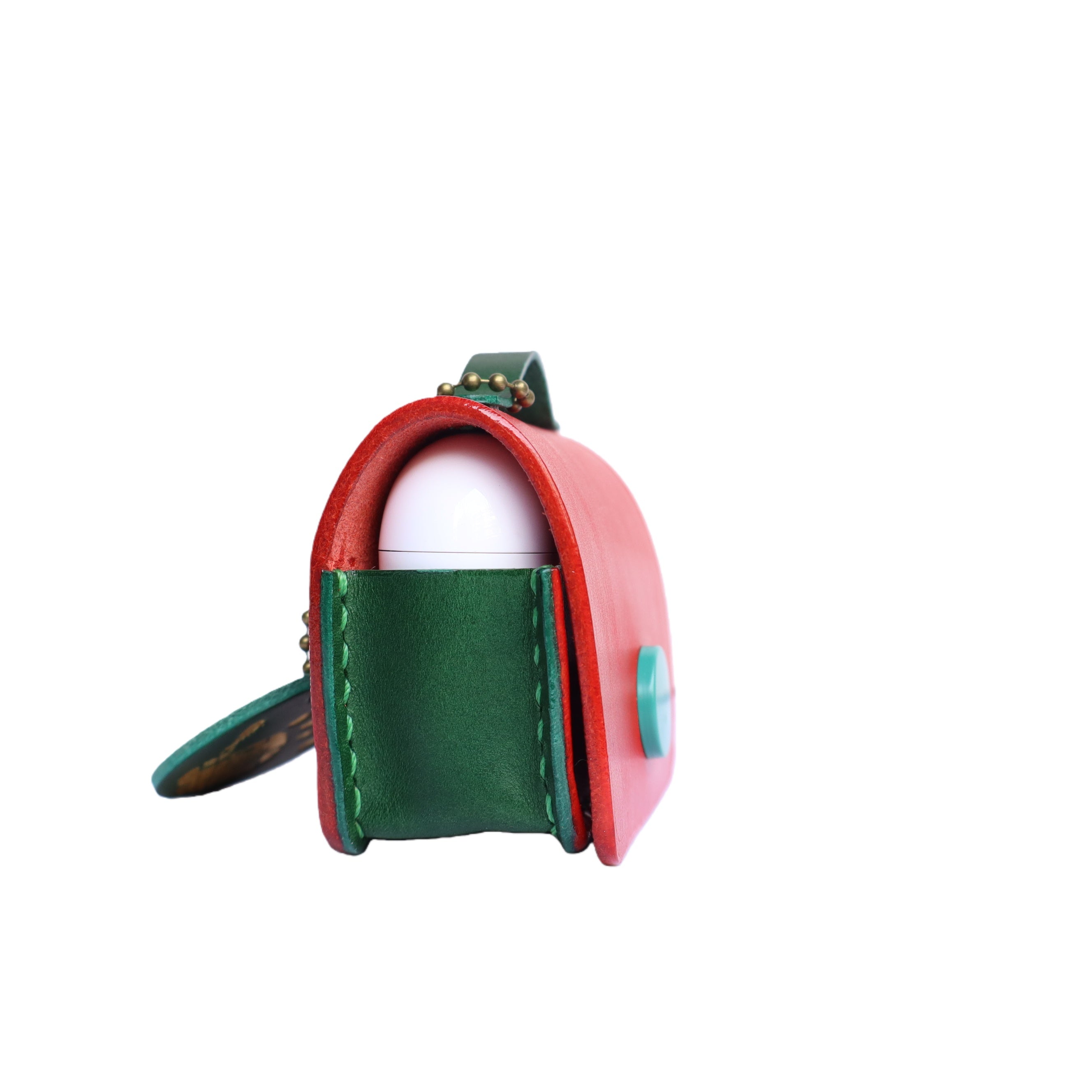 Handmade Italian Buttero Leather Case for AirPods Pro 3 - Red & Green Mini Satchel Design with Dual Straps