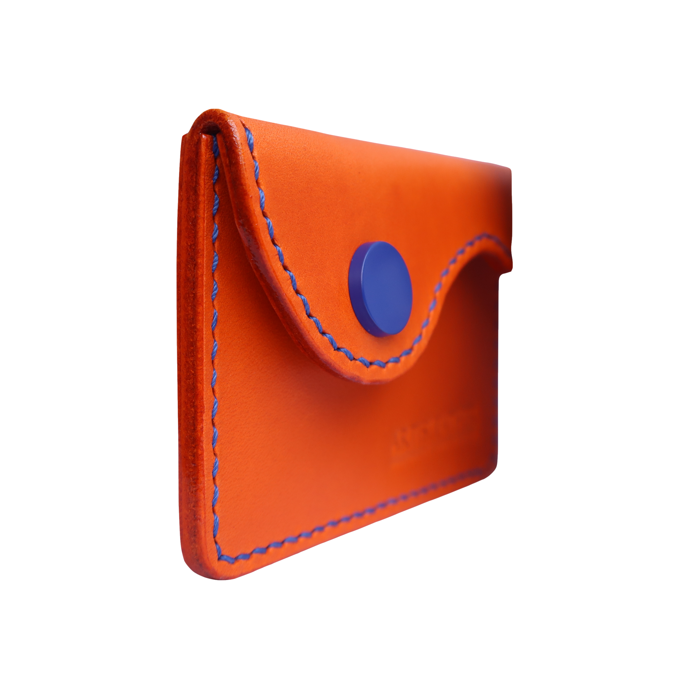 orange italian buttero leather handmade credit card wallet