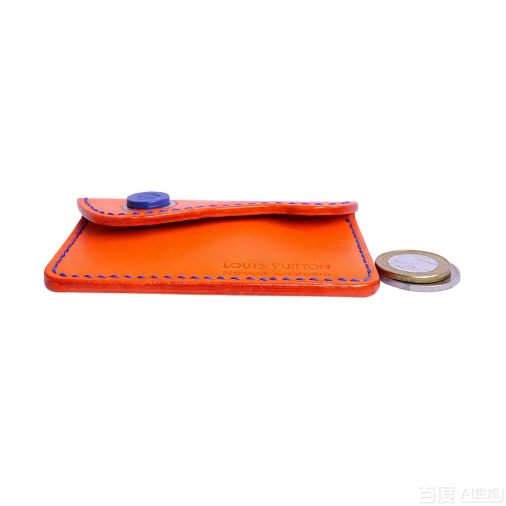 orange italian buttero leather handmade credit card wallet