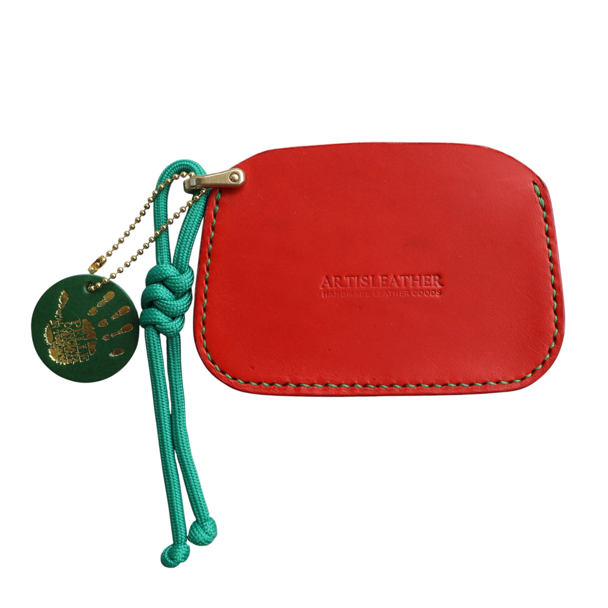 Handmade Leather Card Holder Wallet with Lanyard | Contrast Stitch Card Sleeve | ARTISLEATHER