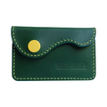 green italian buttero leather card wallet with contrast stitching