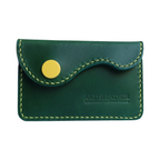 green italian buttero leather card wallet with contrast stitching