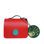 Handmade Italian Buttero Leather Case for AirPods Pro 3 - Red & Green Mini Satchel Design with Dual Straps