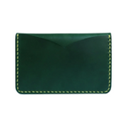 Handcrafted Italian BUTTERO Leather Credit Card Wallet - Artisan Green & Yellow Contrast Stitch