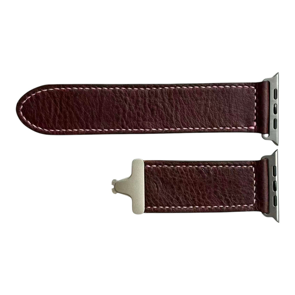 Premium Handmade Leather Apple Watch Strap - Italian MBOX Veg-Tan Leather & Unique Metal Clasp