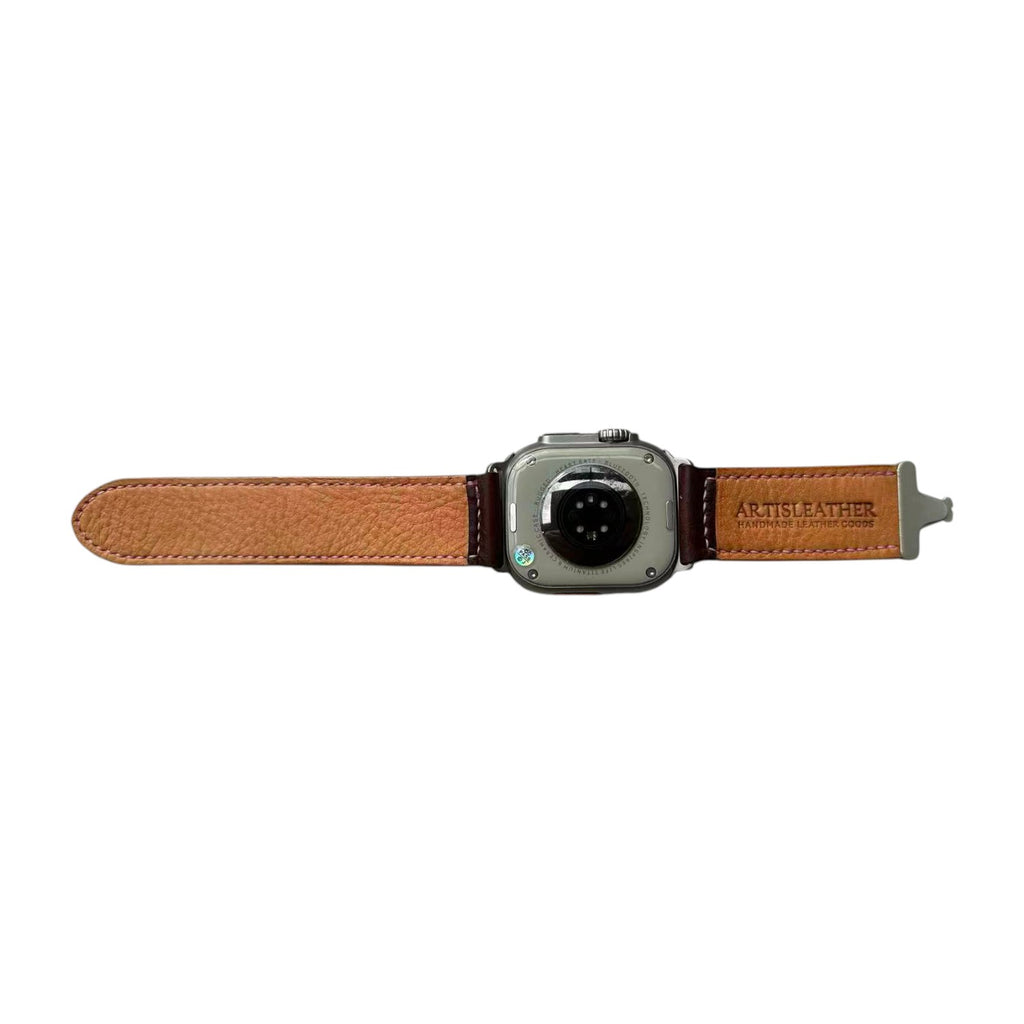 Premium Handmade Leather Apple Watch Strap - Italian MBOX Veg-Tan Leather & Unique Metal Clasp