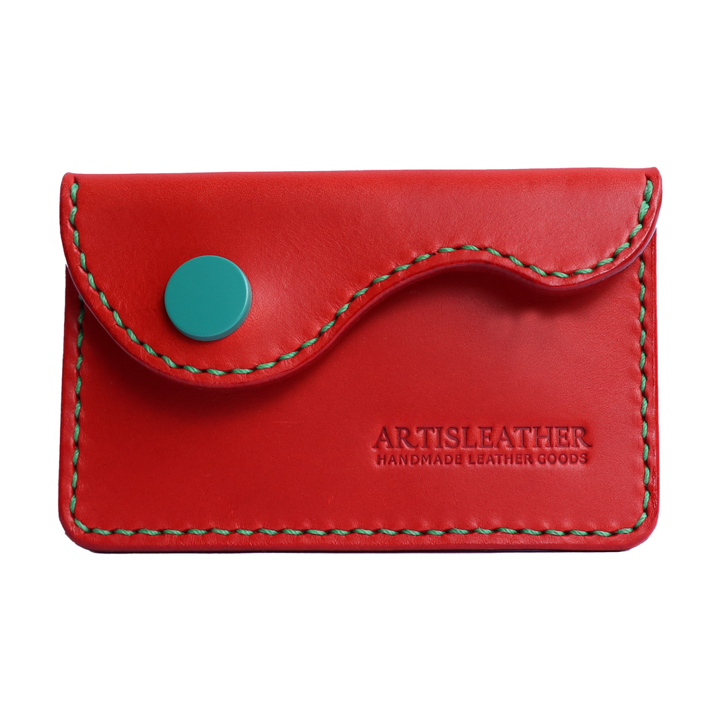 red italian buttero leather slim handcrafted card wallet