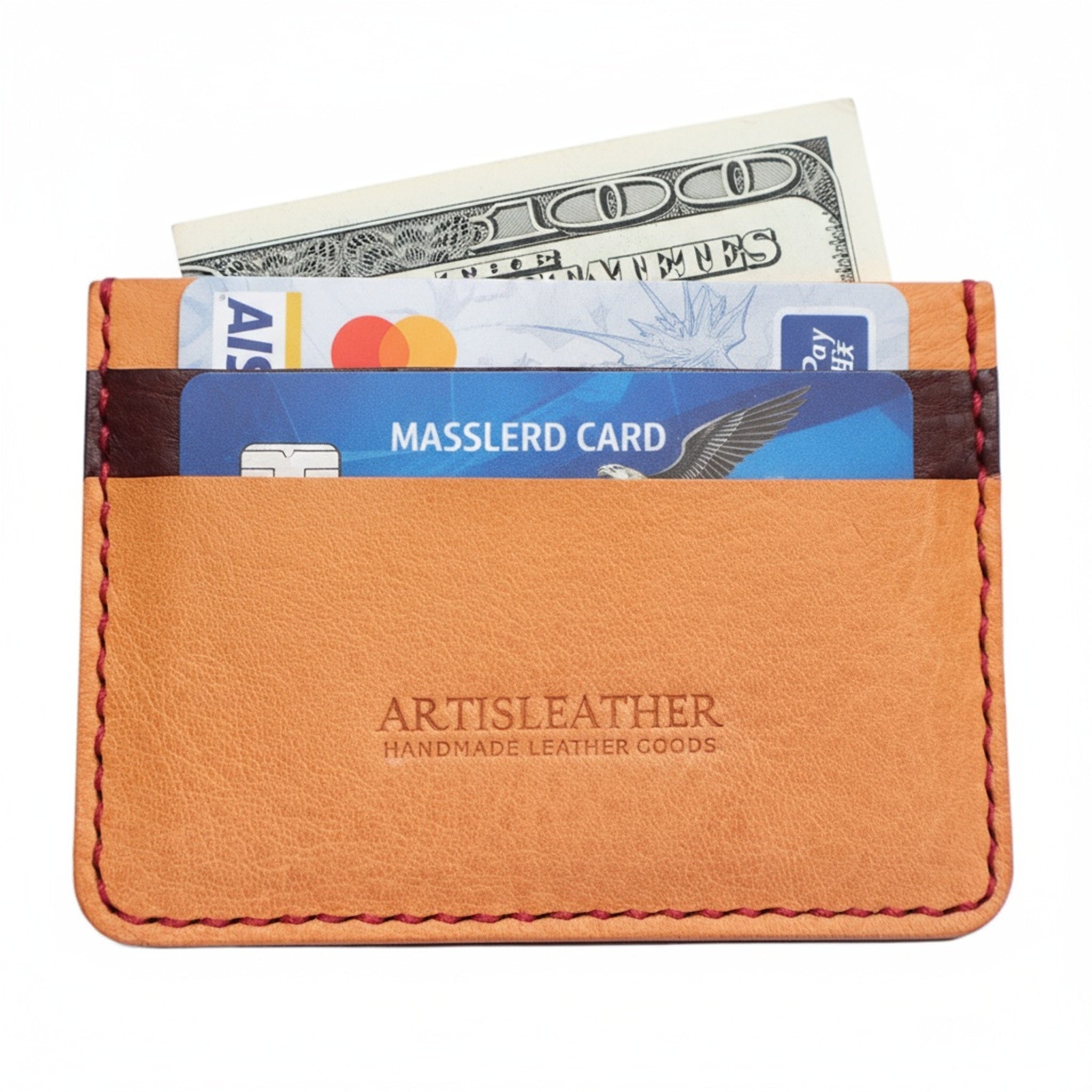 Handmade Italian leather slim card holder in beige
Artisleather