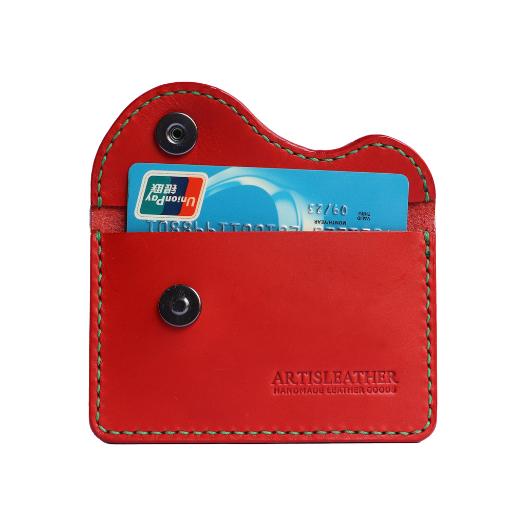 red italian buttero leather slim handcrafted card wallet