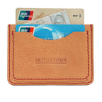 beige italian mbox leather slim handmade card wallet