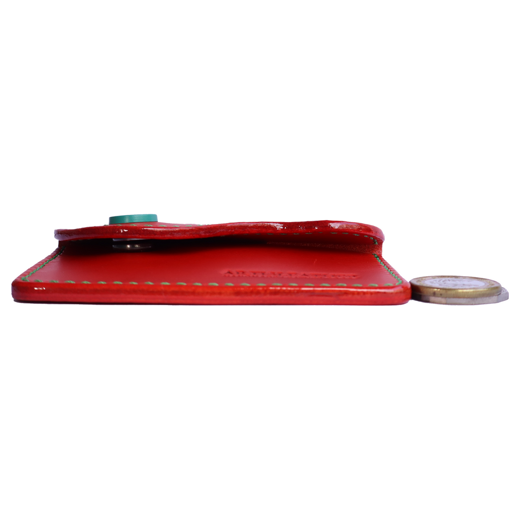 red italian buttero leather slim handcrafted card wallet