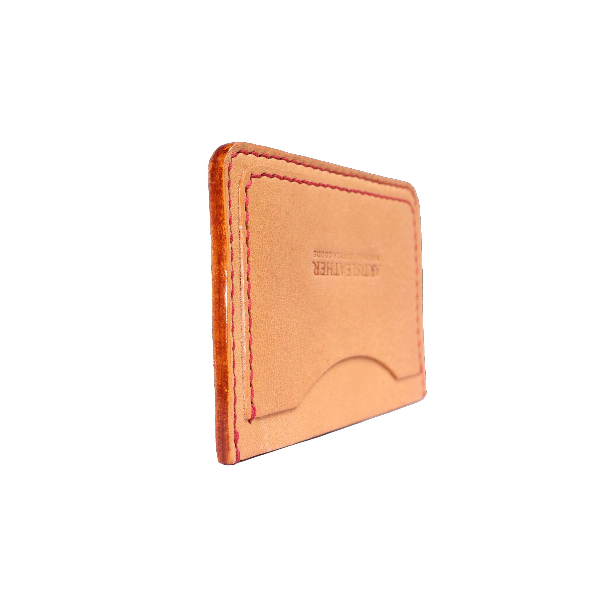 beige italian mbox leather slim handmade card wallet