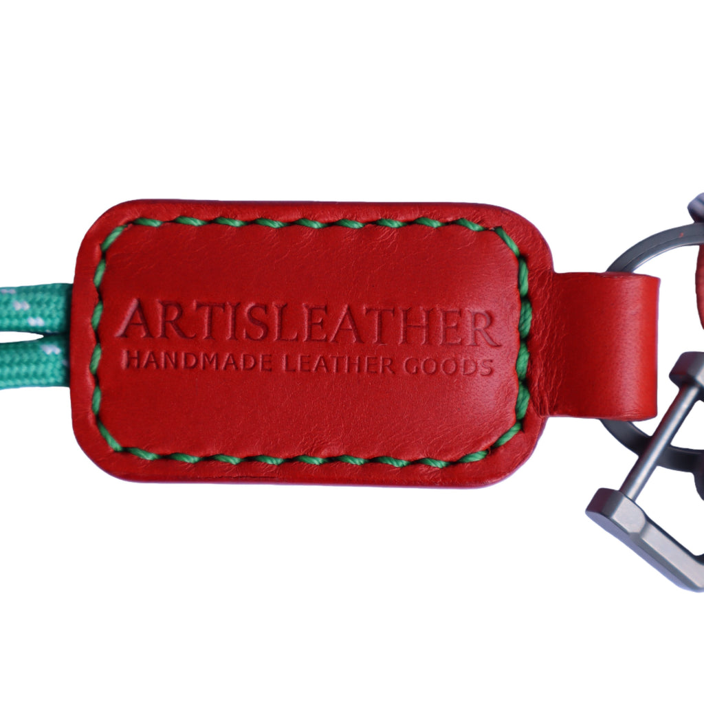 Orange Italian Leather Keychain | Paracord Loop & Multitool Clip | Handmade Gift