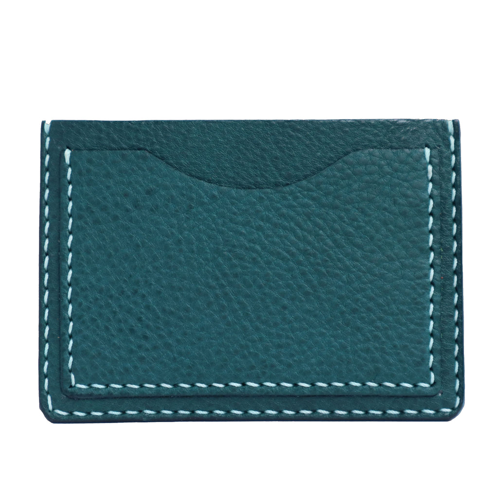 blue italian mbox leather minimalist handmade card wallet