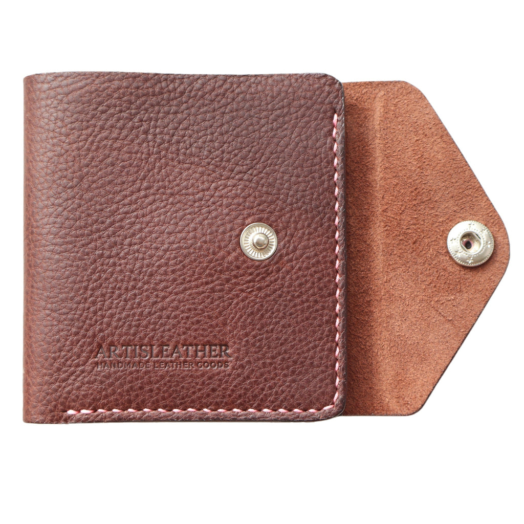 Handmade Italian Minerva Box Leather Mini Wallet – Compact Bi-fold Purse for Cards, Cash & Coins