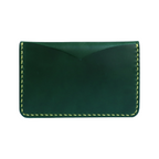green italian buttero leather card wallet with contrast stitching