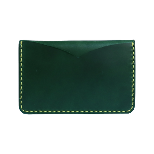 green italian buttero leather card wallet with contrast stitching