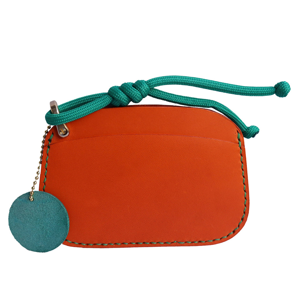 Handmade Leather Card Holder Wallet with Lanyard | Contrast Stitch Card Sleeve | ARTISLEATHER
