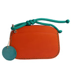 Handmade Leather Card Holder Wallet with Lanyard | Contrast Stitch Card Sleeve | ARTISLEATHER