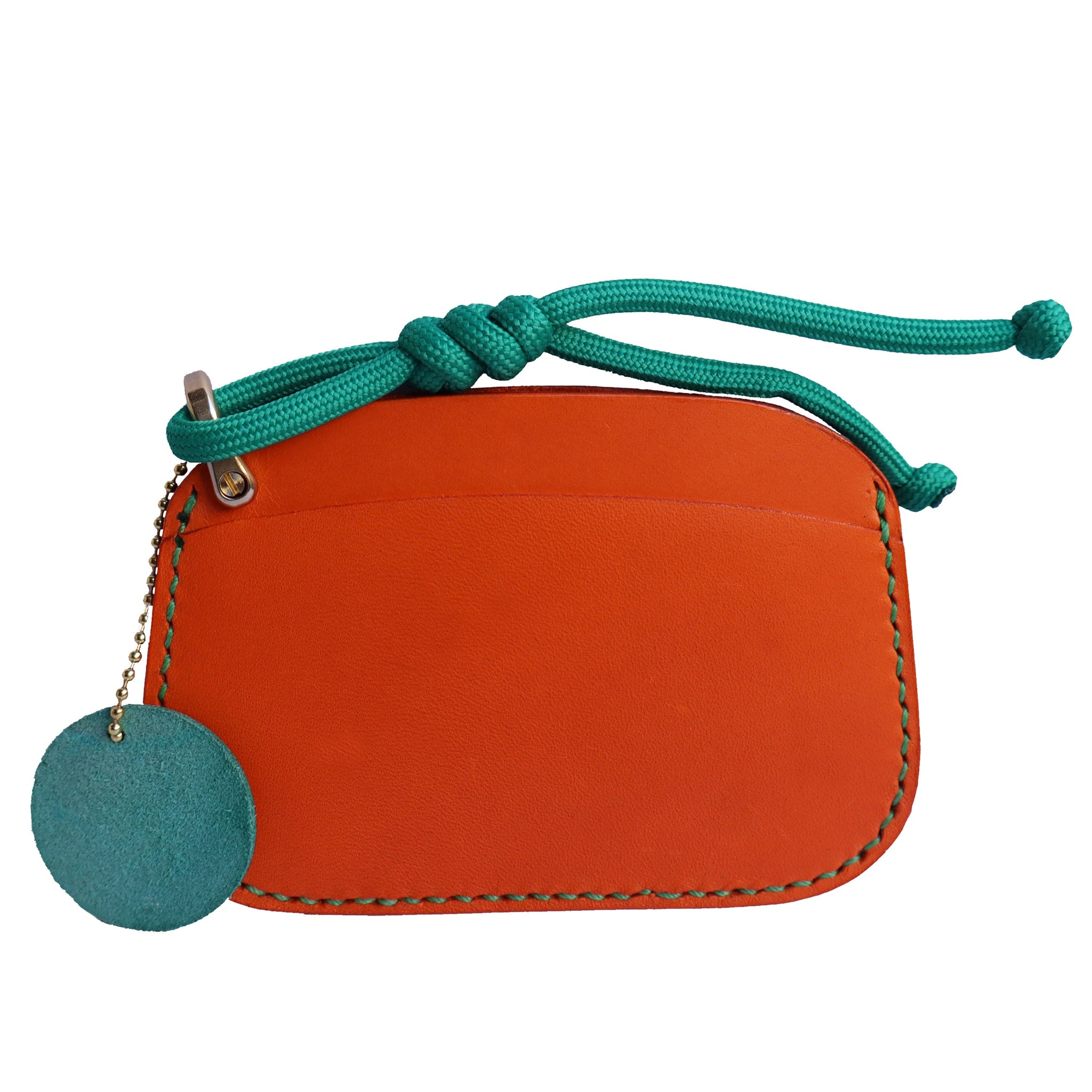 Handmade Leather Card Holder Wallet with Lanyard | Contrast Stitch Card Sleeve | ARTISLEATHER