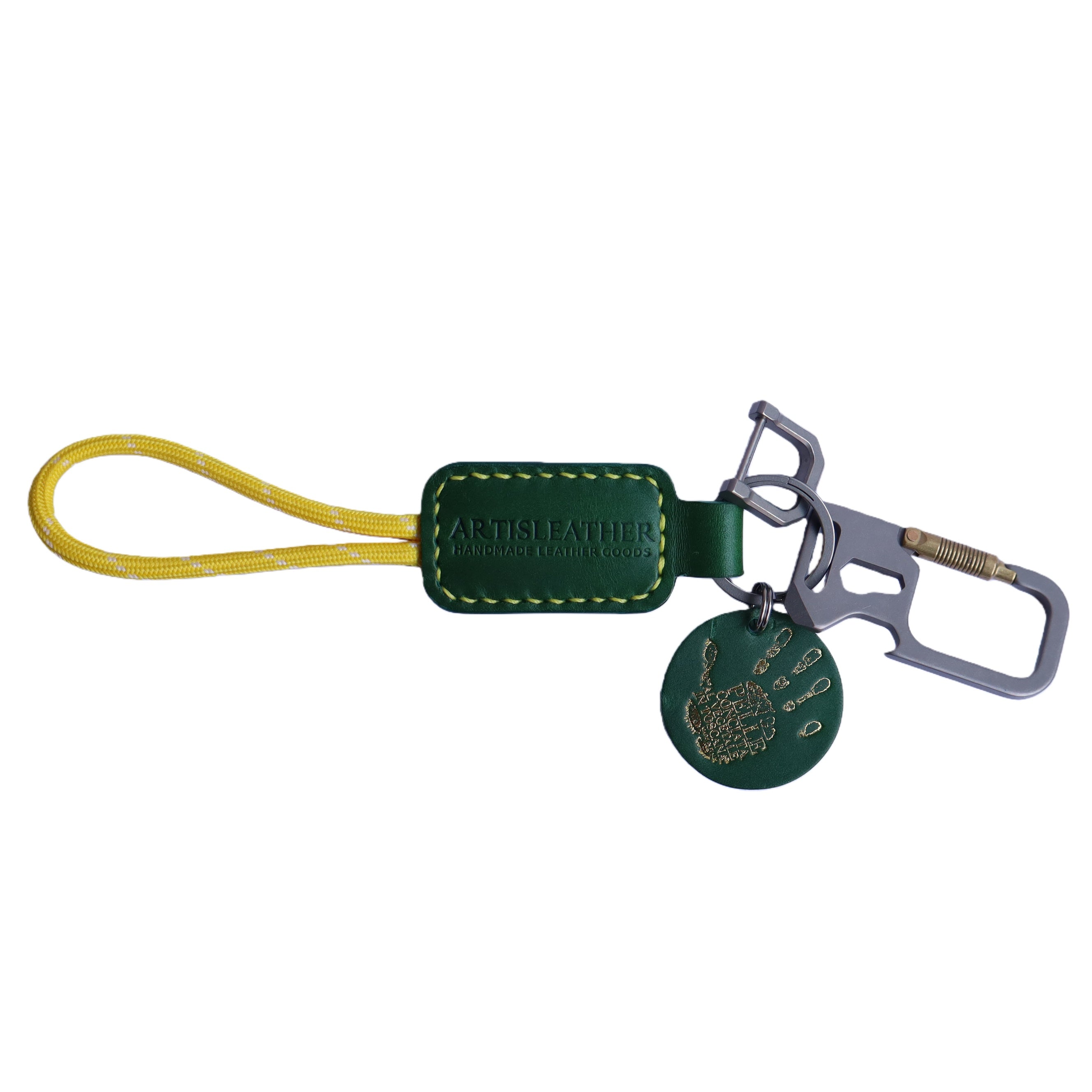 Orange Italian Leather Keychain | Paracord Loop & Multitool Clip | Handmade Gift