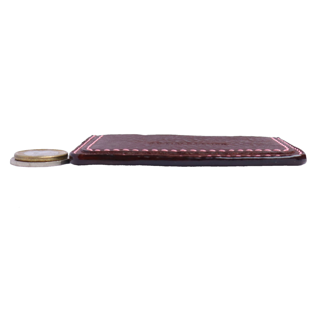 brown italian mbox leather handcrafted slim card holder