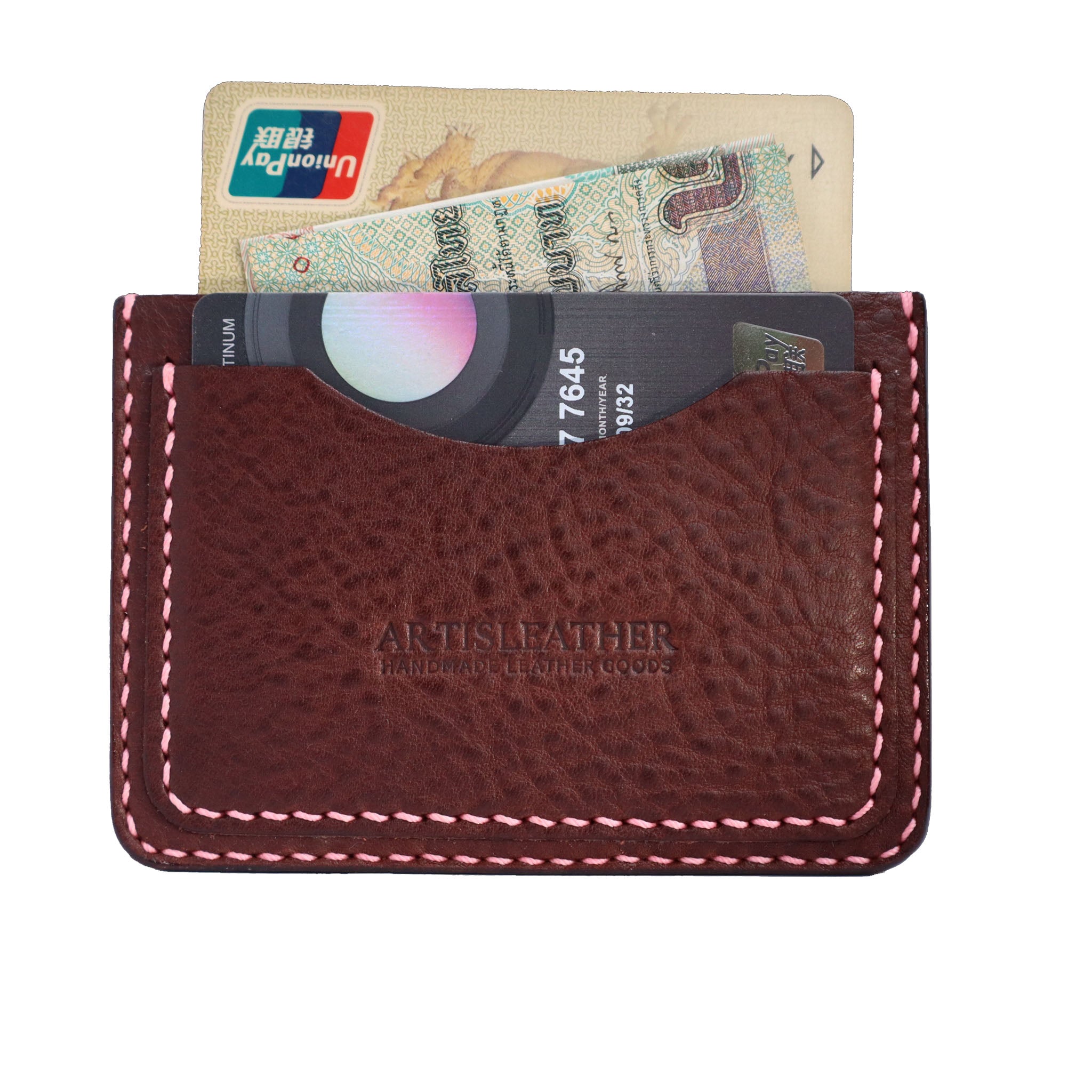 brown italian mbox leather handcrafted slim card holder