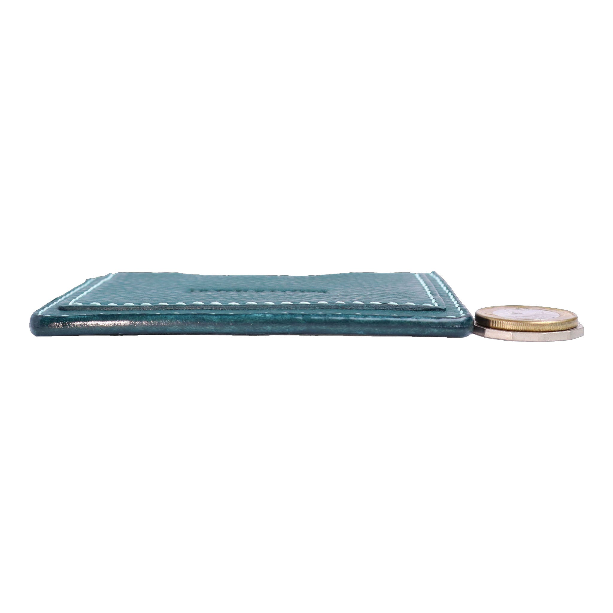 blue italian mbox leather minimalist handmade card wallet