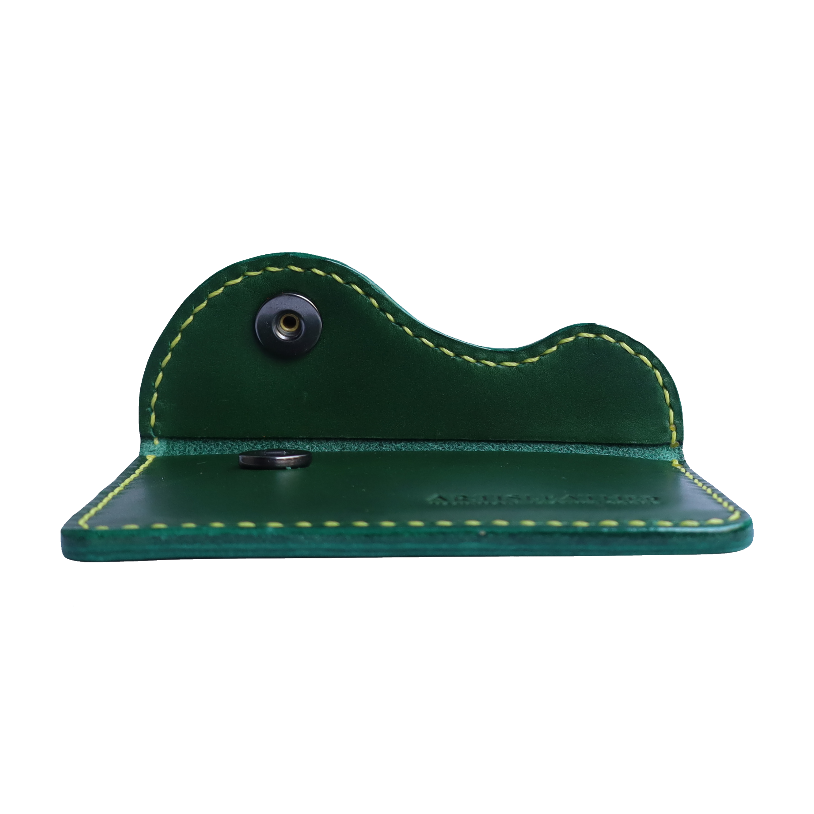 green italian buttero leather card wallet with contrast stitching