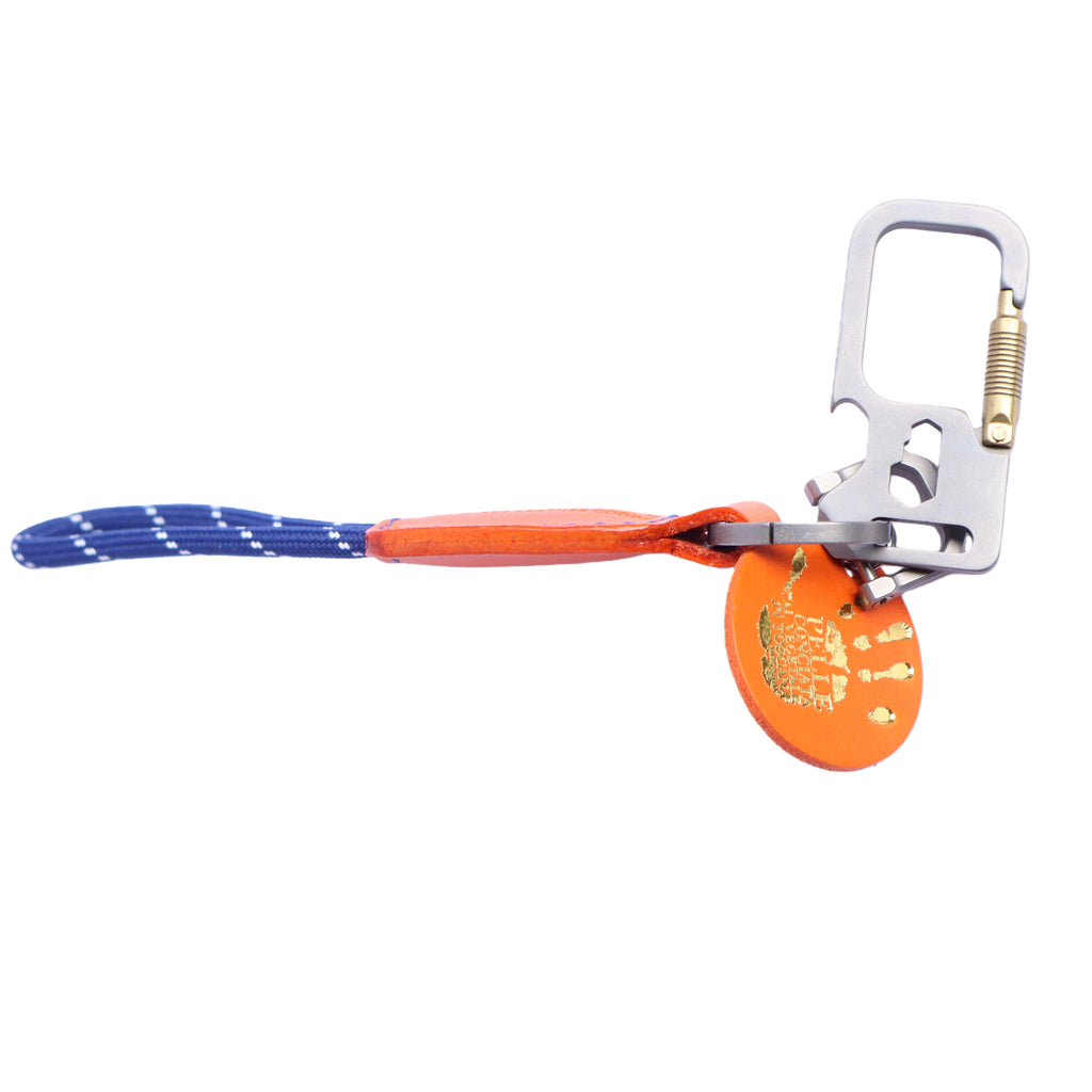 Orange Italian Leather Keychain | Paracord Loop & Multitool Clip | Handmade Gift