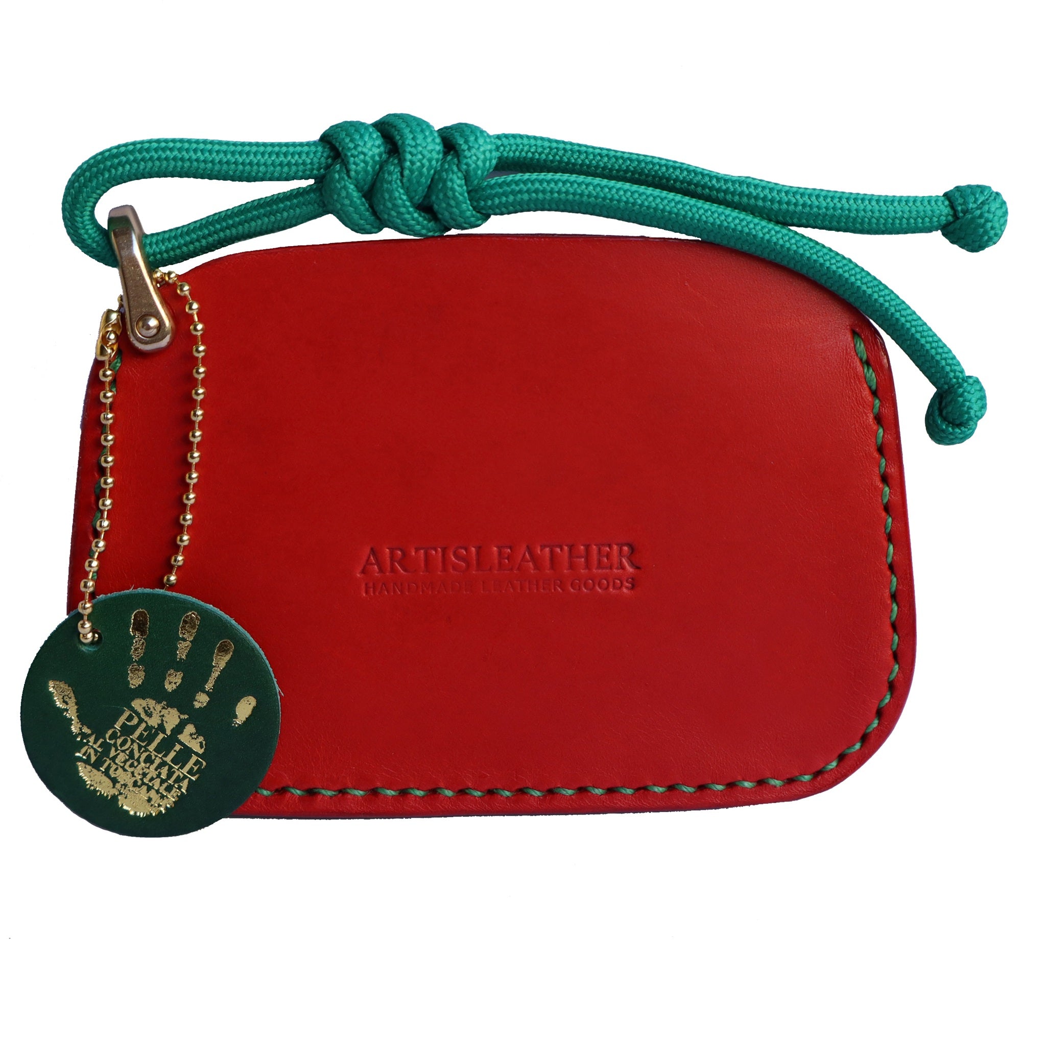 Handmade Leather Card Holder Wallet with Lanyard | Contrast Stitch Card Sleeve | ARTISLEATHER