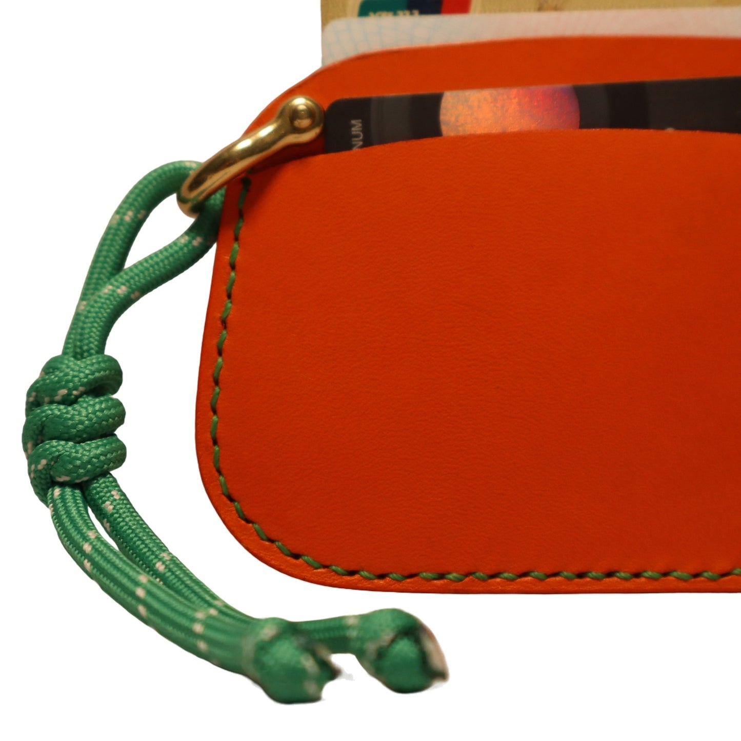 Handmade Leather Card Holder Wallet with Lanyard | Contrast Stitch Card Sleeve | ARTISLEATHER