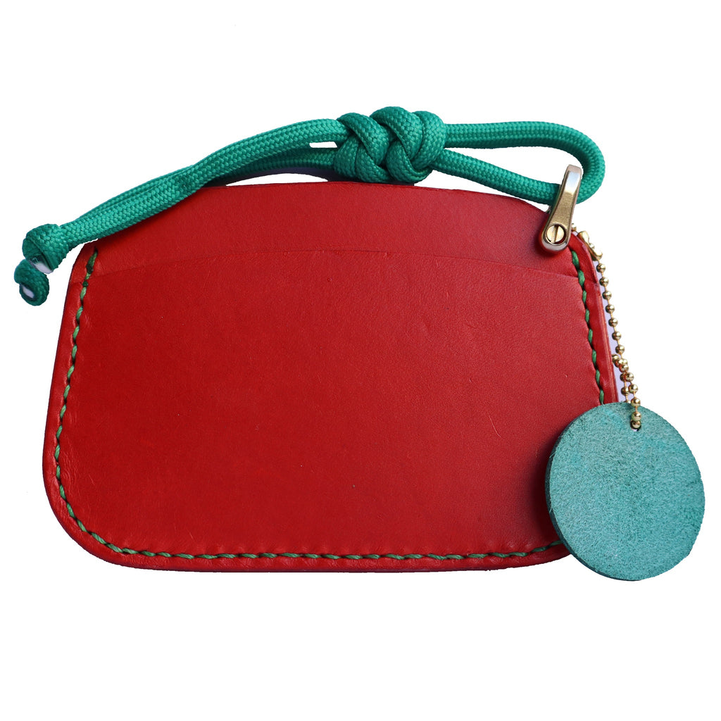 Handmade Leather Card Holder Wallet with Lanyard | Contrast Stitch Card Sleeve | ARTISLEATHER
