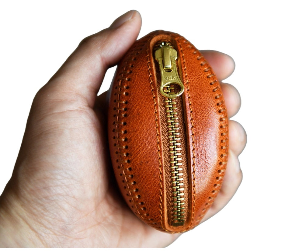 Premium Leather Zipper Coin Pouch for Cash, AirPods, and Small Accessories | Hand Stitched