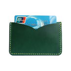 green italian buttero leather card wallet with contrast stitching