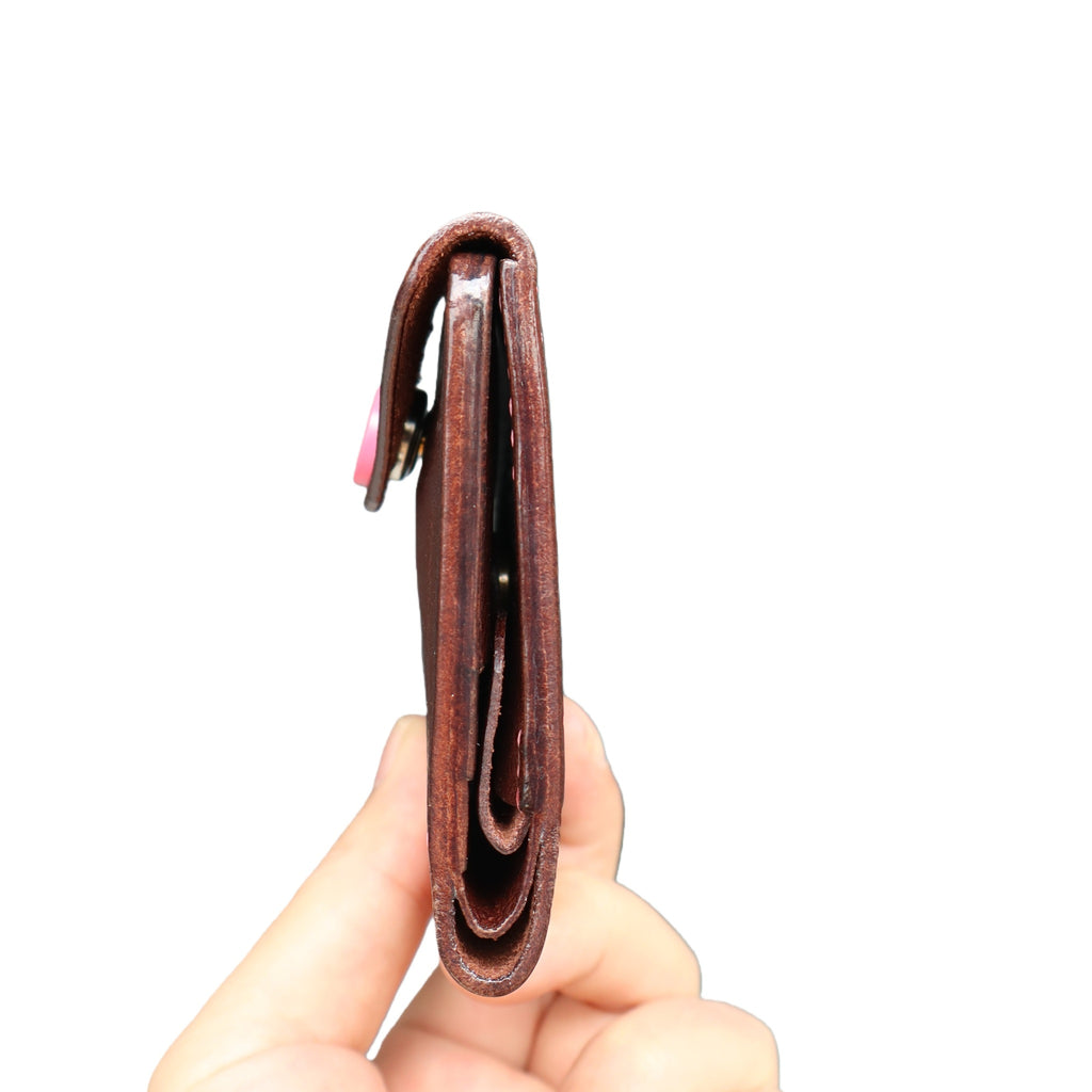 Handmade Italian Minerva Box Leather Mini Wallet – Compact Bi-fold Purse for Cards, Cash & Coins