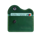 Handcrafted Italian BUTTERO Leather Credit Card Wallet - Artisan Green & Yellow Contrast Stitch