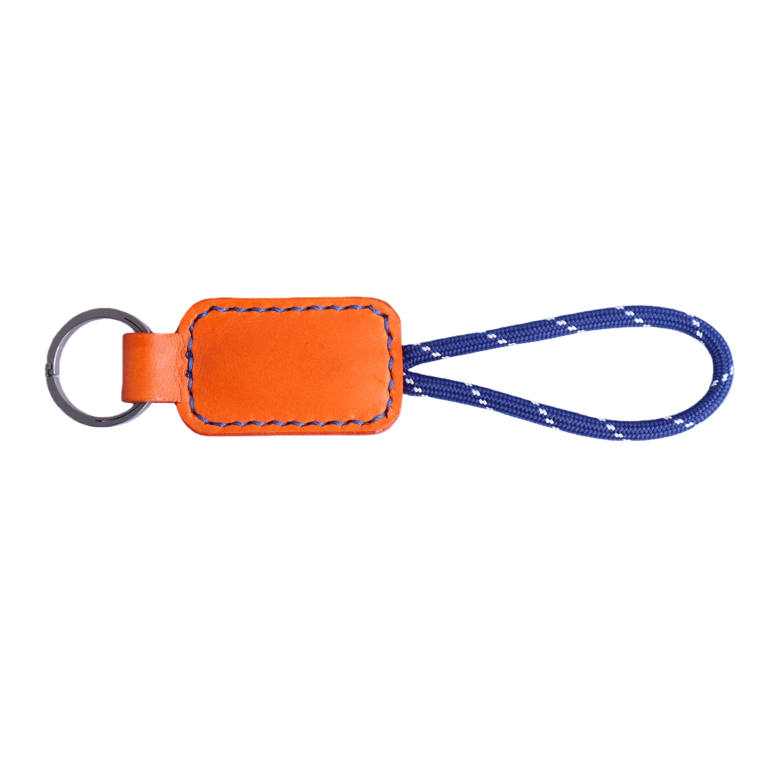 Orange Italian Leather Keychain | Paracord Loop & Multitool Clip | Handmade Gift