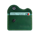 green italian buttero leather card wallet with contrast stitching