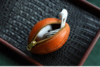 Premium Leather Zipper Coin Pouch for Cash, AirPods, and Small Accessories | Hand Stitched