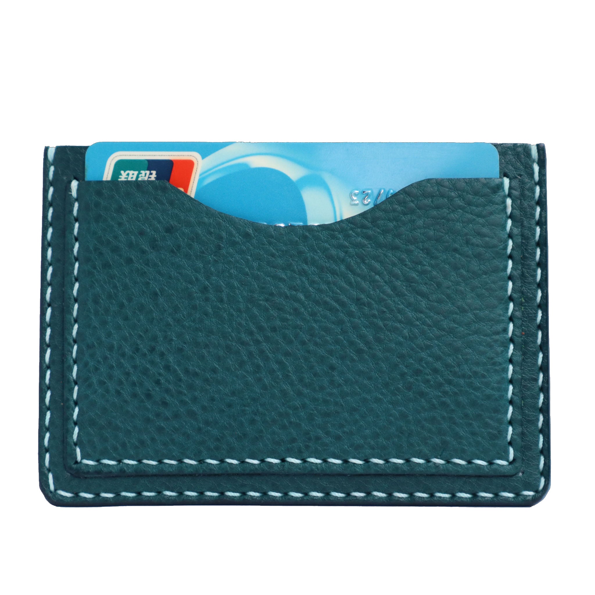 blue italian mbox leather minimalist handmade card wallet