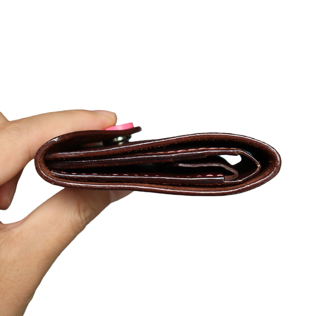 Handmade Italian Minerva Box Leather Mini Wallet – Compact Bi-fold Purse for Cards, Cash & Coins